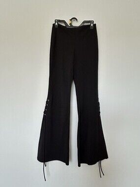 Forever 21 Black Knit Lace Up Flare Pants | Stretch